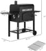 Charcoal Grill, Portable BBQ with Adjustable Height, Folding Shelves, Thermometer, Bottle Opener and Wheels, Barbecue for Outdoor Camping, Picnic, Patio, Backyard, Black
