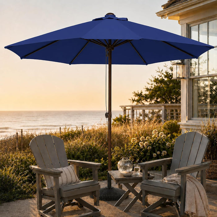 9FT Patio Umbrella, Outdoor Table Umbrella with Rope Pulley Lift, 3 Adjustable Heights, Market Umbrellas for Backyard, Pool and Deck, UPF50+