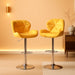 Breni Velvet Diamond Tufted Swivel Adjustable Height Barstools, Set of 2, Yellow
