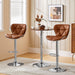 Bar Stools Set of 2, PU Leather Swivel Bar Stools with Shell Back, Armless Counter Height Adjustable Bar Chairs for Home Kitchen, Retro Brown