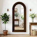 24"X65" Full Length Mirror Solid Wood Frame, Arched Floor Mirror Full Length with Stand, Room Decor Big Full Body Mirror with HD Tempered Glass for Bedroom, Living Room, Walnut Wood