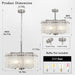 Brushed Nickel Glass Chandeliers for Dining Room, 18.7'' Modern Farmhouse Glass Drum Chandelier for Entryway, 5-Light Hanging round Light Fixture for Living Room Bedroom Foyer Hallway Kitchen Island