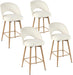 Swivel Bar Stools Set of 4, Counter Height Barstools for Kitchen Island, 26" Seat Height Bar Chairs for Dining Room, Upholstered Velvet Bar Stool with Back and Footrest, White