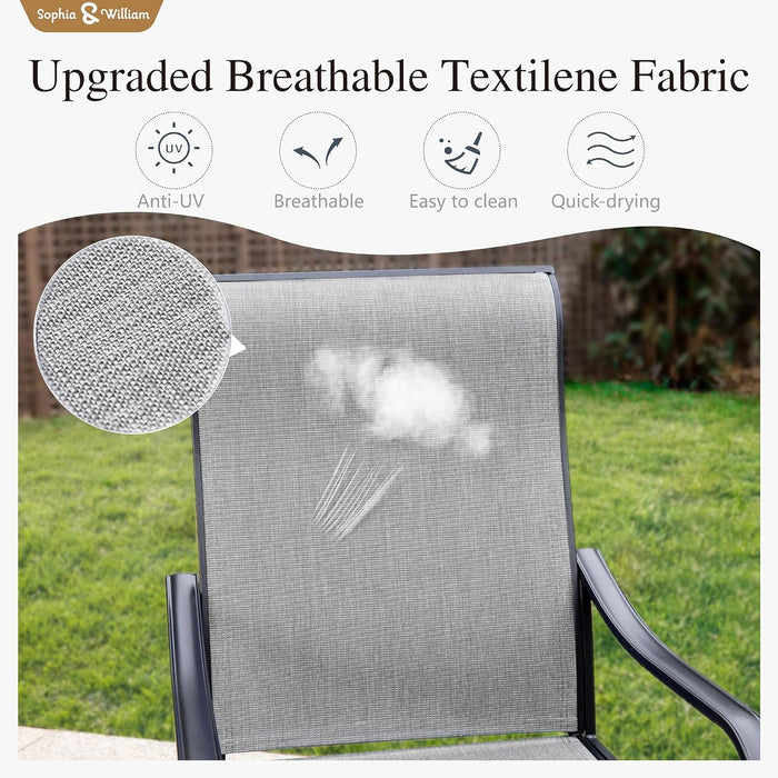 Outdoor Dining Set Patio Dining Set for 6 Outdoor Table and Chairs 7 Pieces Outdoor Patio Set with Swivel Patio Chairs 60"X 38" Metal Table for Garden Pool All Weather Grey