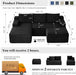 Black 96-Inch U-Shape Contemporary Modular Sectional Sofa