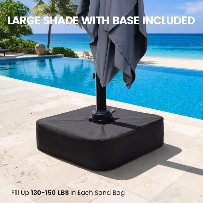 9' X 12'FT Cantilever Offset Outdoor Patio Umbrella with Base
