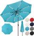 Solar Patio Umbrella with a Centre Light, 9 FT Aqua Blue