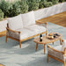 Havets 2 Piece Patio Conversation Sets, Outdoor Acacia Wood Patio Seating Group,Woven Rope Loveseat with Cushions and Coffee Table for Porch Garden Backyard Balcony, Teak+Beige