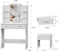 White Vanity Desk With Illuminated Mirror Compartment
