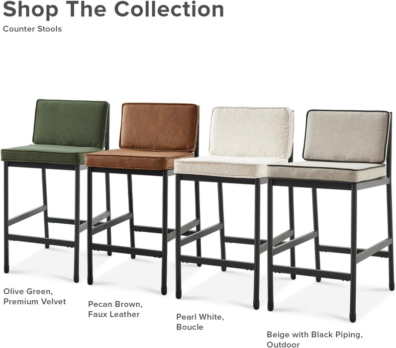 Odelia Dining Chairs, Kitchen Chairs, Dining Room Chairs, Black Dining Chairs, Sturdy Bifma-Certified Rust-Free Metal Frame and Removable Cushion Covers (2, Pearl White Boucle, One Size)