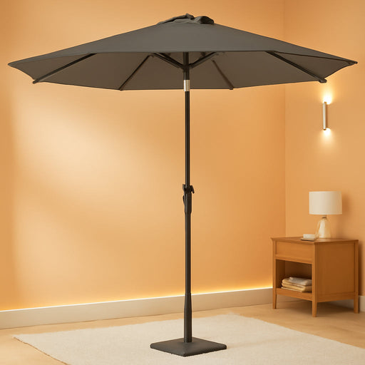 9FT Outdoor Patio Umbrella, Market Umbrella, Dark Gray