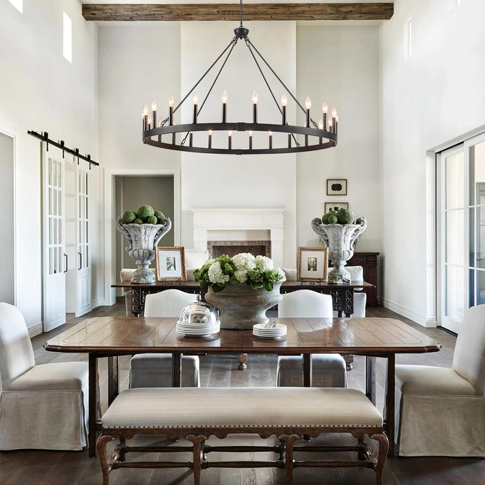 Black 48 Inch Wagon Wheel Chandelier IndustrialGrade
