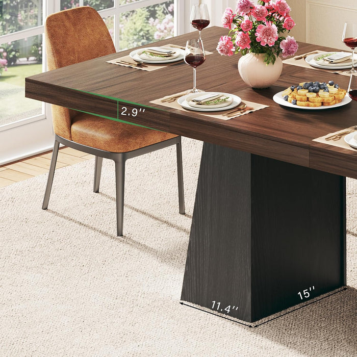 63" Extendable Rectangle Dining Table for 6-8, Wooden Table