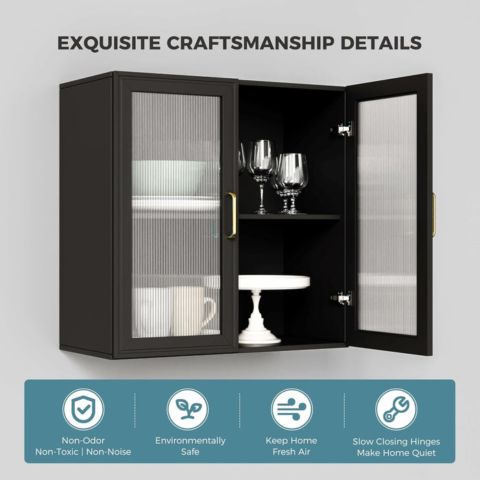 24 Inch Wide Black Wall Cabinet DurableAcrylicDoors