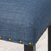 Collection Biony Espresso Wood Counter Height Dining Set with Blue Fabric Nailhead Stools,