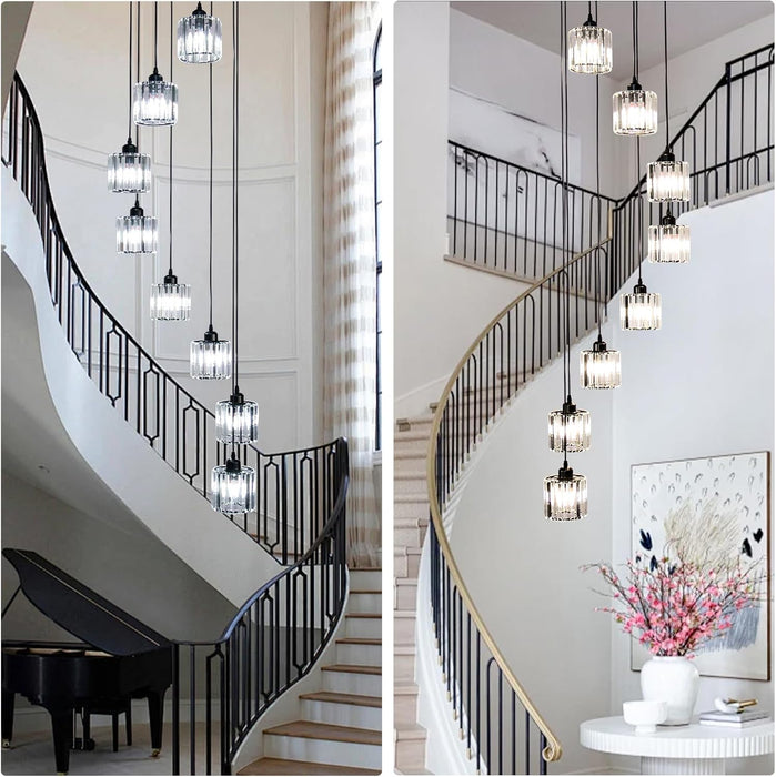 8 Lights Crystal PendantLight Ceiling Chandelier Black