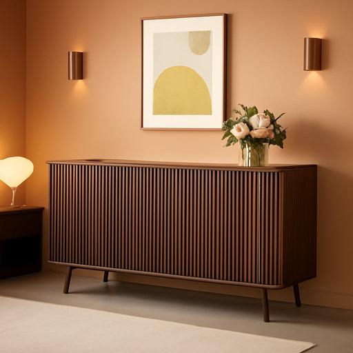 59.2" Buffet Sideboard Cabinet with Storage, Modern Accent Credenza with Adjustable Shelves, 31" H Wood Coffee Bar Console Table for Living Room Kitchen Dining Room TV Hallway, Walnut