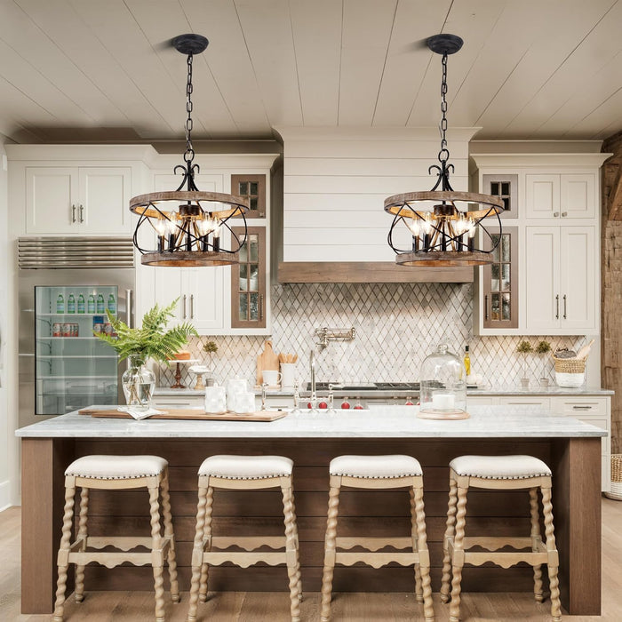 15.7 Inches Farmhouse Chandelier Five Light Dining