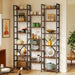 6 Tier Bookshelf, 75'' Tall Bookcase, 17 Open Shelves, Rustic Brown