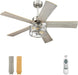 Farmhouse Ceiling Fans, 48 Inch Industrial Ceiling Fan with Light and Remote Control, Clear Glass, 5-Reversible Blades with Gray Oak/Burlywood Finish, 52-YJ632-BN