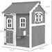 Playhouse for Kids, Outdoor Wooden Playhouse with Floor, Door, Windows & Planter Box for 3-8 Year Olds, Backyard, Lawn, Garden