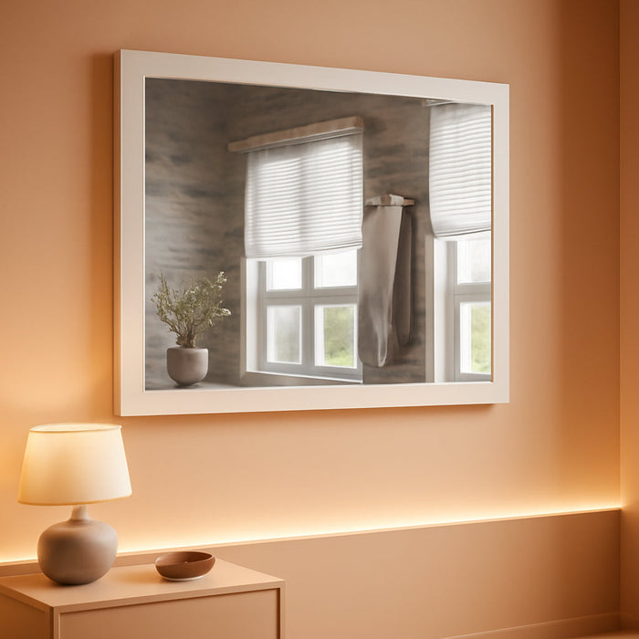 Bathroom Mirror FiftyByThirtyInches White Metal Framed