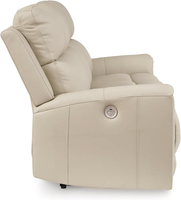 Dahlmoore Modern Leather Match Power Reclining Sofa with USB Ports, Beige