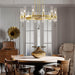 12 Light Brass round Chandelier 36" Wagon Wheel Chandeliers for Dining Room Light Fixture Clear Glass Tube Chandelier Modern Farmhouse Chandeliers for Livingroom Foyer, Bulb Included