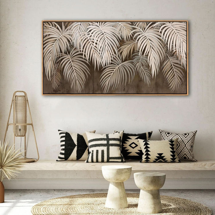 Boho Wall Art - Modern Minimalist Brown Canvas Artwork,Neutral Pictures for Living Room Textured Large Wall Art for Bedroom Wall Decor Framed Paintings 24×48IN