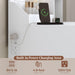 Makeup Vanity with Mirror and Lights, 34''W Dressing Table with Charging Station & RGB Glass Cabinet, Small Vanity Desk with 3 Color Lighting Modes & Adjustable Brightness