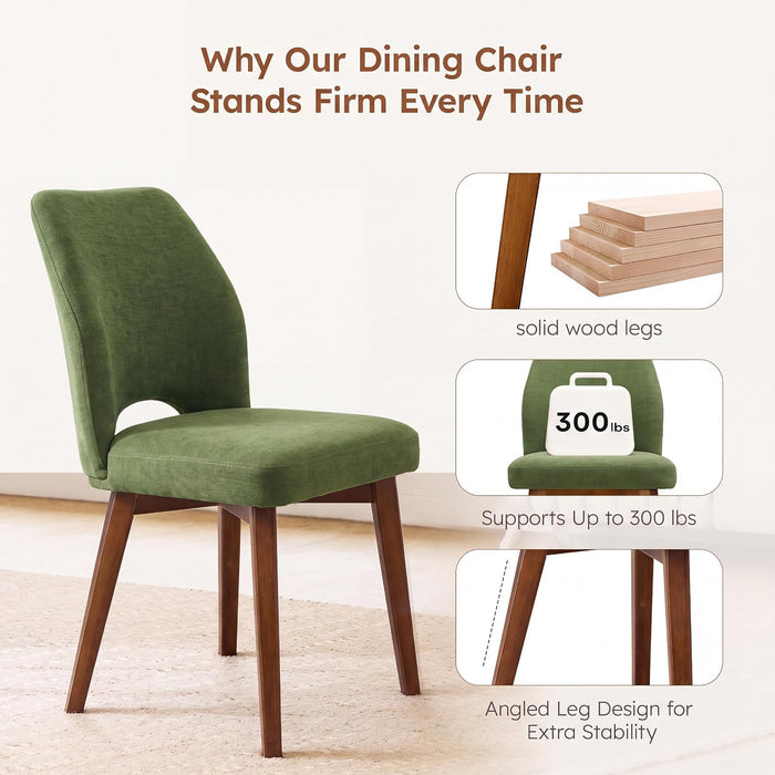 Dining Chairs Set of 4, Upholstered Kitchen Chairs, Green