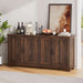 63 Inch Buffet Cabinet with Storage, 4 Carved Doors, Brown