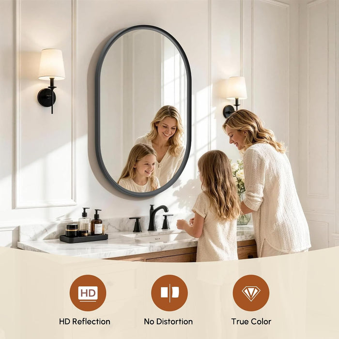 Black Oval Mirror 24X36 Inch, Oval Bathroom Mirror