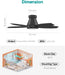 42 Inch Ceiling Fans with Lights, Quiet Reversible Fan with Remote & APP Control, 6-Speed, 3 Color Temperatures Dimmable LED, DC Motor, Low Profile Ceiling Fan for Bedroom Living Room, Black