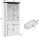 Farmhouse Bookshelves and Bookcases with Doors and Drawer, Bookshelf with Storage, Floor Standing 6 Shelf Display Storage Shelves 70 in Tall Bookshelf for Home Office, Living Room, White