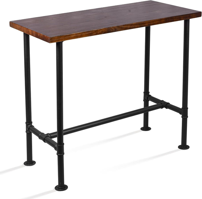 DIY Industrial Design Pipe Dining Table Casual Pub BAR Laptop Table Modern Studio Wood and Metal Rectangular Dining Table Homeoffice Desk Breakfast High Bar Table Brown Desktop 47.3" × 23.6"