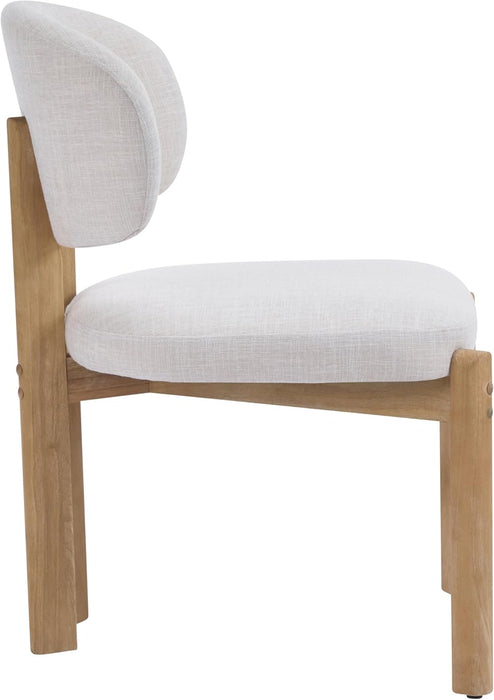 Mid-Century Dining Chairs Set of 2, Beige Upholstered Kitchen Chairs with Natural Finished Wood Frame, Modern Comfortable Side Chairs for Dining Room