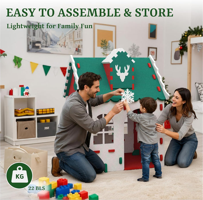 Christmas Playhouse for Kids, Indoor & Outdoor EVA Play House for Toddlers 1–4, Safe Food-Grade Material, Easy Assembly Children'S Playset (White)