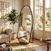 Irregular Full Length Mirror -Black Decor Floor Mirror with Stand 63"X 24"