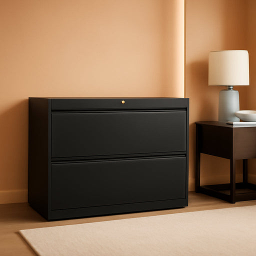870395 Branded Commercial 36-Inch Wide 2-Drawer Lateral File Cabinet Black