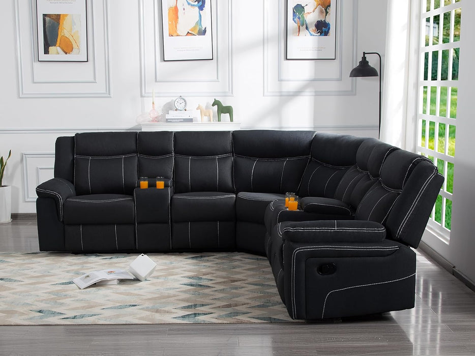 Manual Reclining Sectional Sofa with Storage & Cup Holders