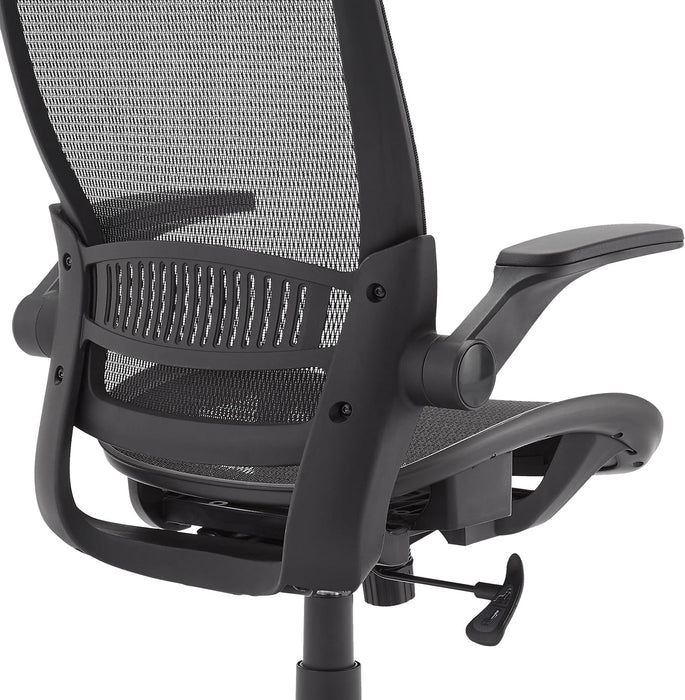 Ergonomic High-Back Desk Chair, Comfortable Flip-Up Armrests, Contoured Mesh Seat, Swivel, Black, 25.5"D X 26.25"W X 49.25"H