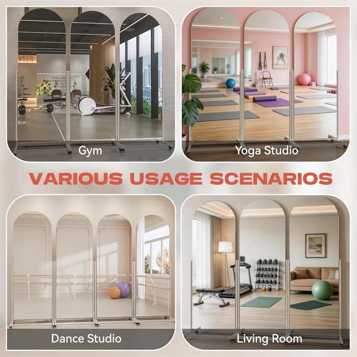 71"X24" Arched Full Length Rolling Mirror on Wheels