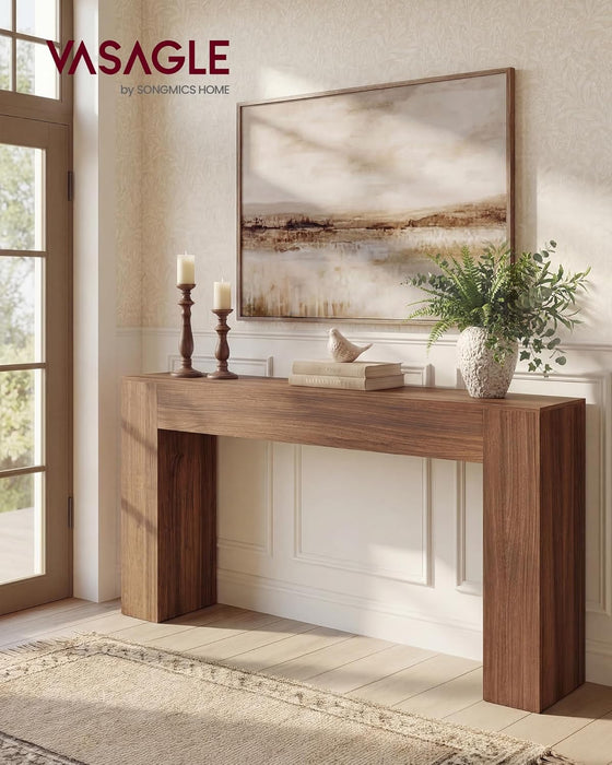 Entryway Table, Long Console Table, Thick Tabletop, Farmhouse Style, for Hallway, behind the Couch, Living Room, Foyer, Easy Assembly, 11.8 X 63 X 31.5 Inches, Chestnut Brown ULNT147KX01S