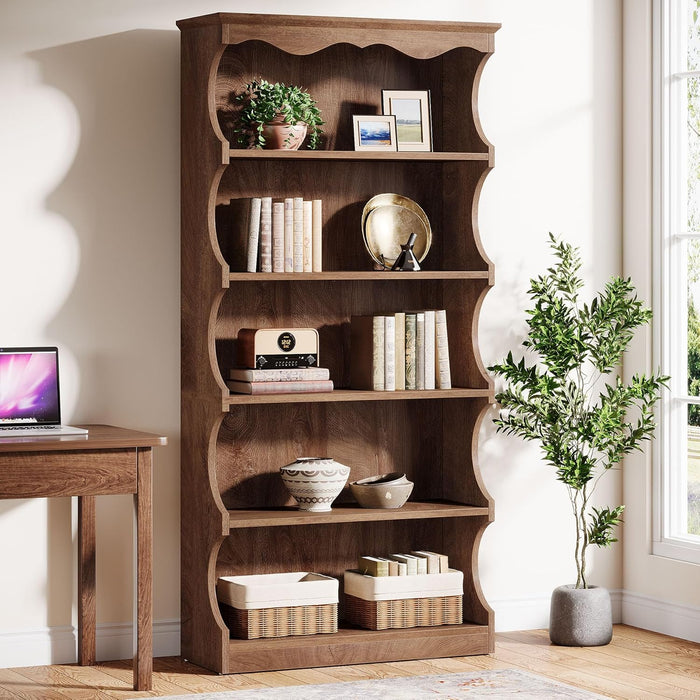 70 Inches Tall DisplayBookcase Featuring Curved Edges