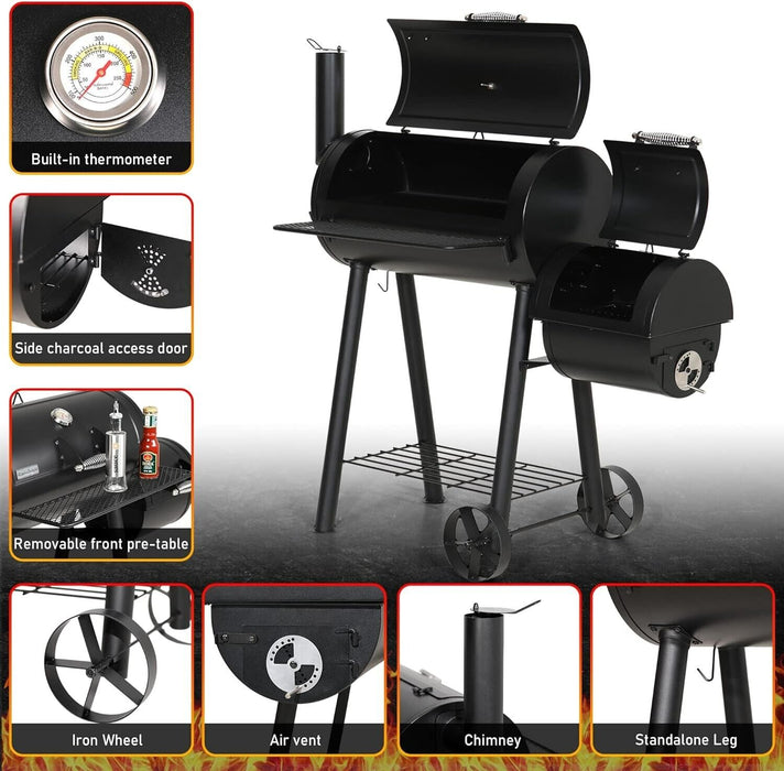 Outdoor Charcoal Grill Smoker Charcoal Barbecue Grill with Large Cooking Area