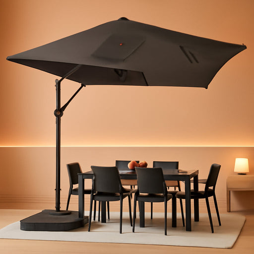 9' X 12' Cantilever Patio Umbrella Rectangular Outdoor Large Offset Umbrellas with 7 Tilts Adjustable 360°Rotation for Deck Pool Garden Backyard, Grey