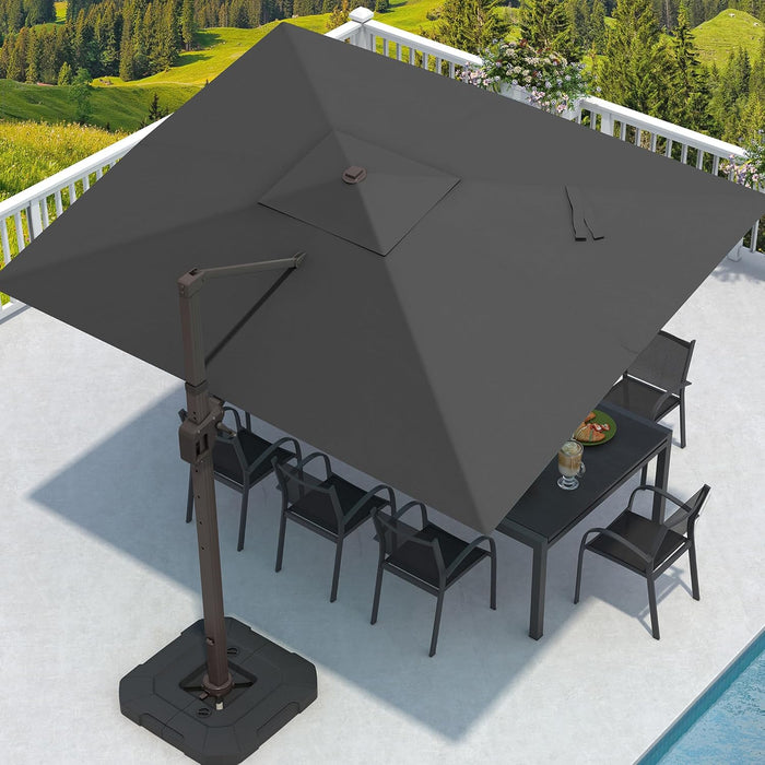 9' X 12' Cantilever Patio Umbrella Rectangular Outdoor Large Offset Umbrellas with 7 Tilts Adjustable 360°Rotation for Deck Pool Garden Backyard, Grey