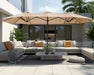 13FT Outdoor Umbrella for Patio, Double Sided Pool Umbrellas with Fade Resistant Canopy, Large Table Umbrella for Deck, Market, Backyard - Beige(No Base)