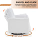 Swivel Rocker Recliner Chair, Teddy Upholstered Nursery Glider Chair, Manual Reclining Chair with Two Removable Pillows for Living Room (White)